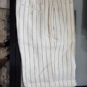 (2) Ralph Lauren Cream Pants with Black Stripes And Cream Pants